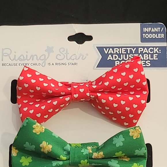 Infant or Toddler 4 Pack of Holiday Adjustable Bow Ties by Rising Star Valentine - Picture 2 of 6